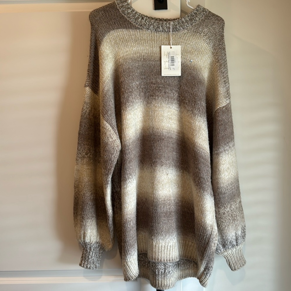 Show Me Your MuMu Brown and Cream Striped Sweater